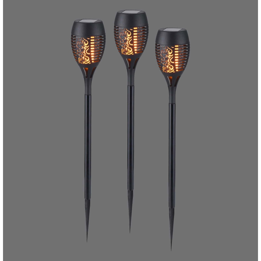 JUST LIGHT. 19106-18-3 - SET 3x LED Lampă solară FACKEL LED/0,24W/1,2V 200 mAh IP44 negru