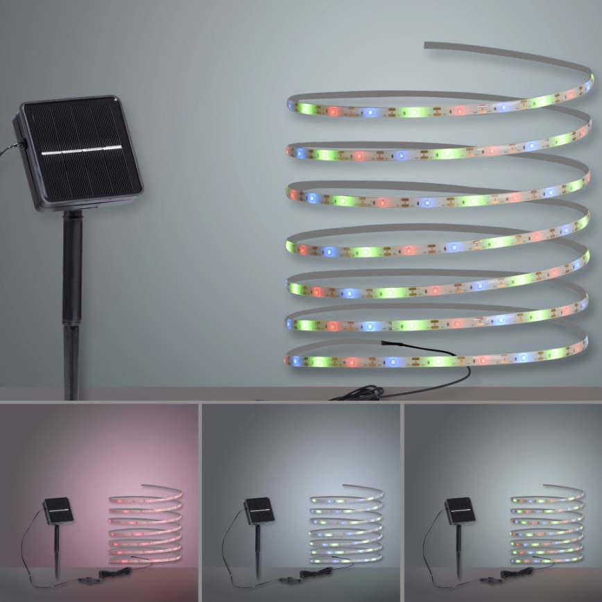 JUST LIGHT. 19971-18 - Bandă LED RGB solară TEANIA LED/3,7V 5 m 1200 mAh IP44 negru