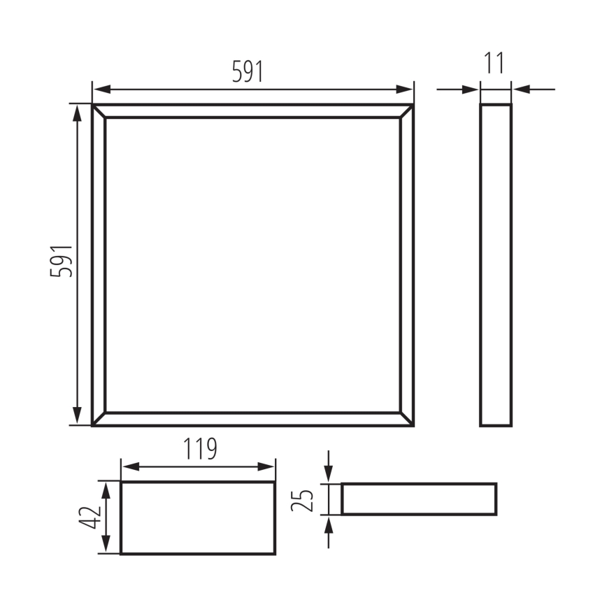 Cadru încastrat pentru tavan fals AVAR LED/32W/230V 4000K 59x59 cm