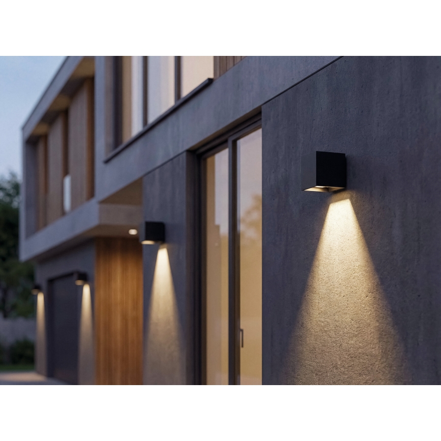 Aplica solară de perete cu senzor REKA LED, 6 W, 3,7 V, 1800 mAh, 3000/4000/6500K, IP65, negru