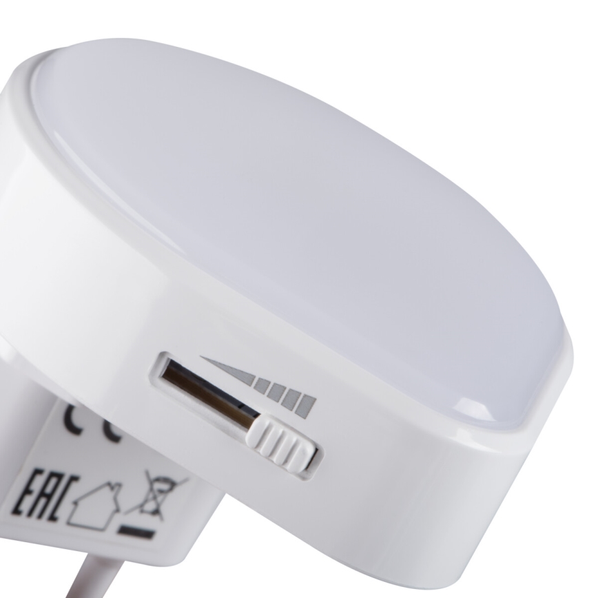 LED Lumină de veghe reglabilă cu senzor de amurg pentru priză ULOV LED/0,5W/230V albă