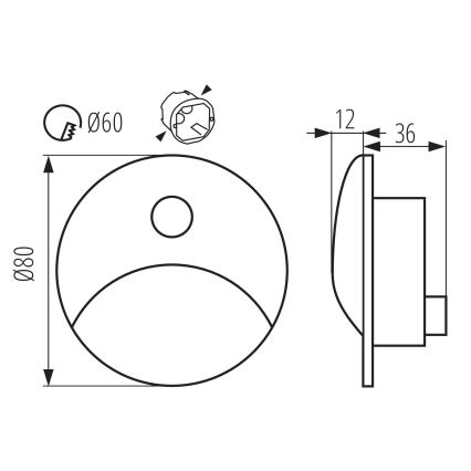 Aplica LED pentru scări EXIN, rotundă, cu senzor de mișcare și senzor crepuscular, LED/2,5W/230V 3000K IP65, finisaj antracit