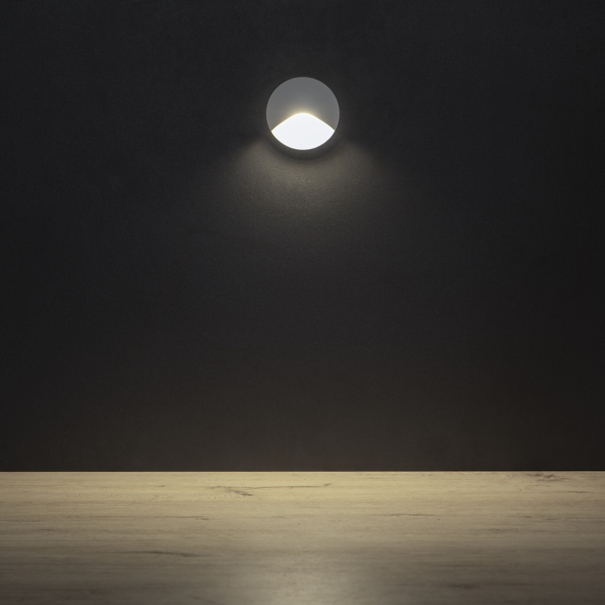 Aplica LED EXIN pentru scări, 2,5W, 230V, 4000K, IP65, alb, rotund