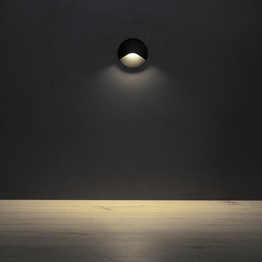 Aplică LED pentru scări EXIN LED/2,5W/230V 4000K IP65 neagră rotundă