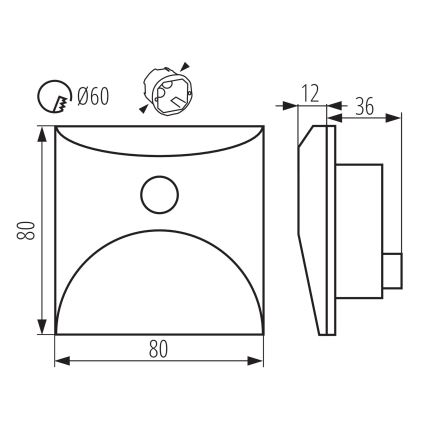 Lampă LED pentru scări EXIN cu senzor de mișcare și crepuscular LED/2,5W/230V 4000K IP65, antracit, design pătrat