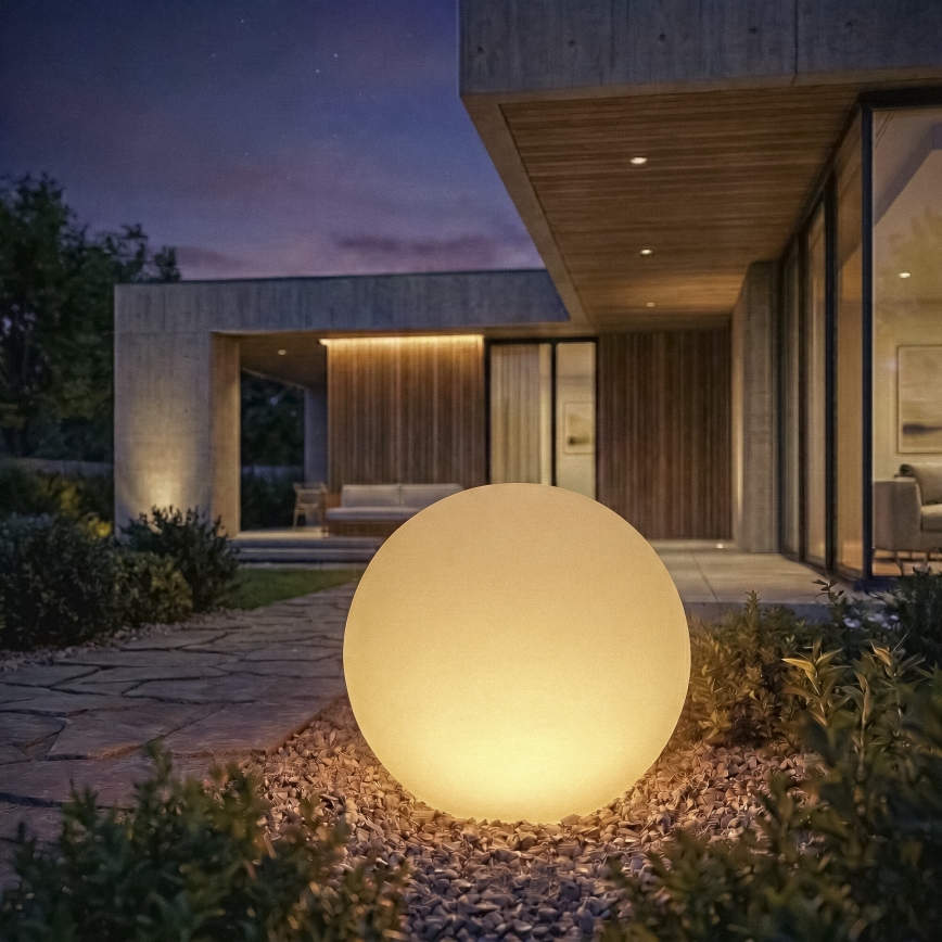 Lampă de exterior STONO, 1 x E27, 20W, 230V, Ø 50 cm, IP65, albă