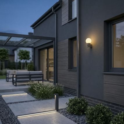 Lampă de perete pentru exterior cu senzor de mișcare și de crepuscul STONO 1xE27/15W/230V IP65 antracit