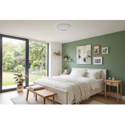 Plafonieră dimabilă LIXAN LED, 47W/230V, 3000-6500K, Ø 38,6 cm, alb/argintiu, cu telecomandă