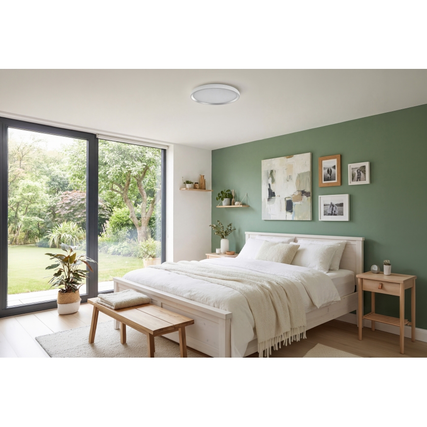 Plafonieră dimabilă LIXAN LED, 47W/230V, 3000-6500K, Ø 38,6 cm, alb/argintiu, cu telecomandă