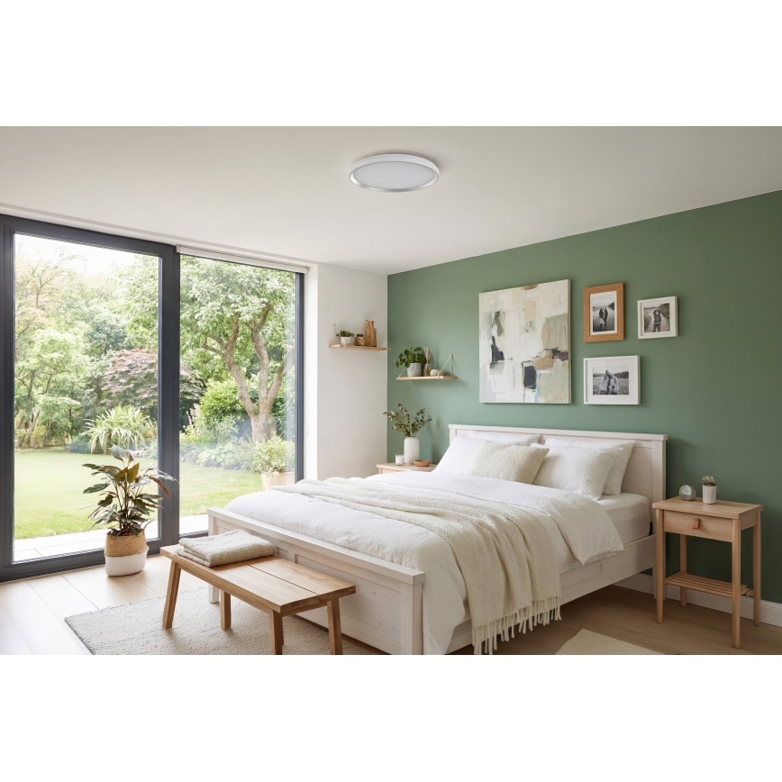 Plafonieră LED dimabilă LIXAN, 65 W, 230 V, 3000–6500 K, Ø 48,6 cm, alb/argintiu, cu telecomandă