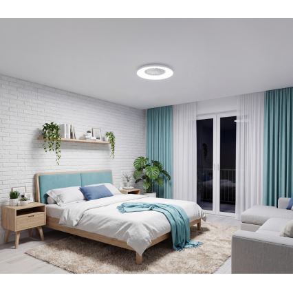 Plafonieră LED RGBW reglabilă cu ventilator PLAVE PAN LED/24W/230V 3000–6500K Ø 48,5 cm albă + telecomandă