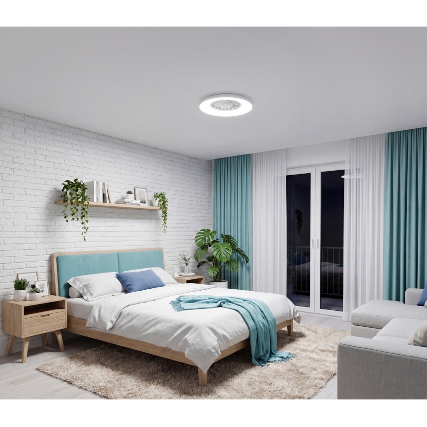 Plafonieră LED RGBW reglabilă cu ventilator PLAVE PAN LED/24W/230V 3000–6500K Ø 48,5 cm albă + telecomandă