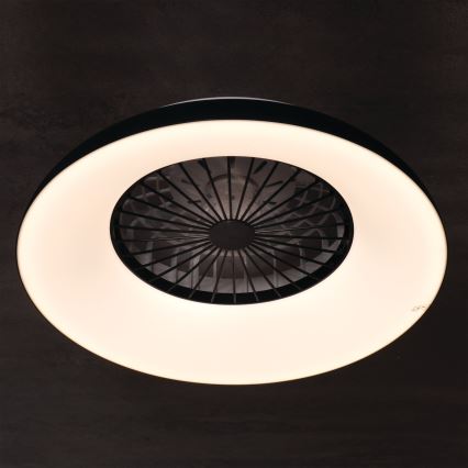 PLAVE PAN Plafonieră LED RGBW reglabilă cu ventilator, 48 W / 230 V, 3000–6500K, Ø 60 cm, neagră + telecomandă