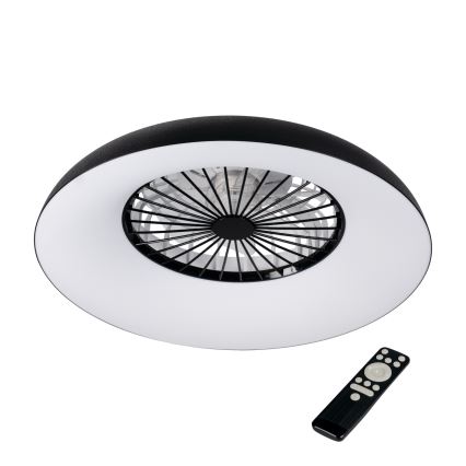 PLAVE PAN Plafonieră LED RGBW reglabilă cu ventilator, 48 W / 230 V, 3000–6500K, Ø 60 cm, neagră + telecomandă