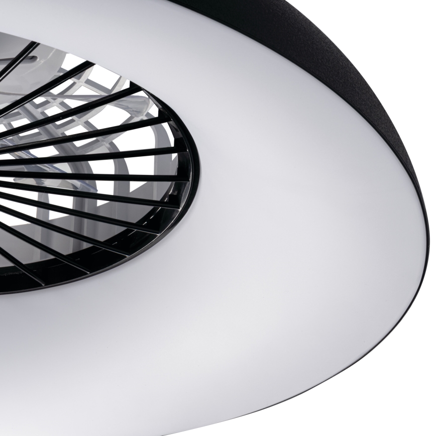 PLAVE PAN Plafonieră LED RGBW reglabilă cu ventilator, 48 W / 230 V, 3000–6500K, Ø 60 cm, neagră + telecomandă