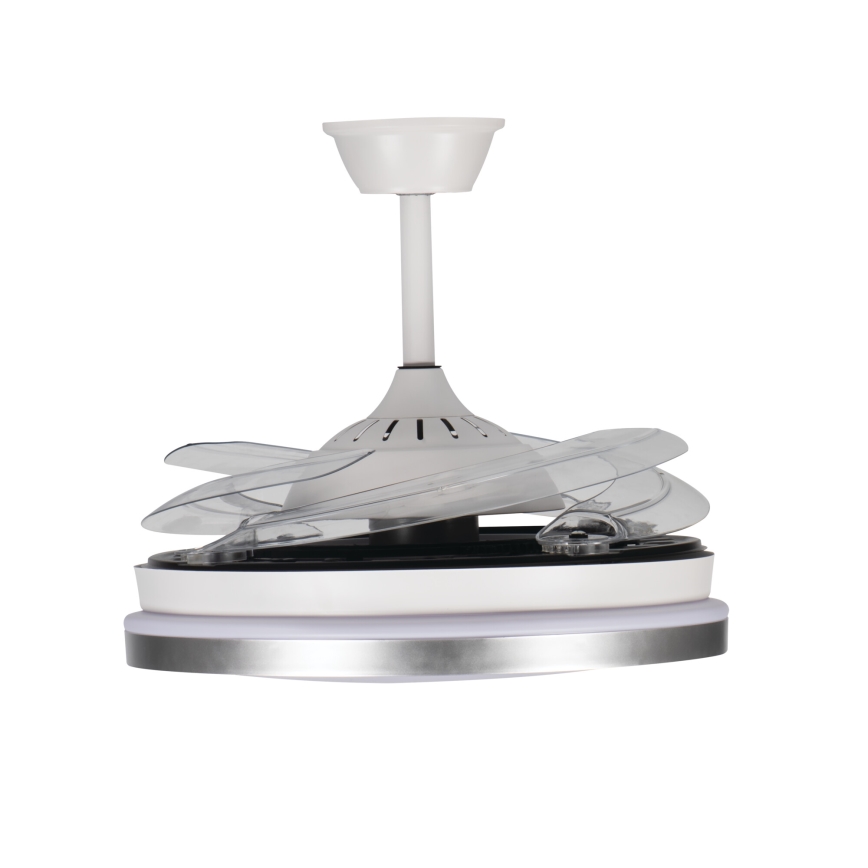 PLAVE Plafonieră LED cu ventilator, dimabilă, 36W, 230V, 3000–6500K, argintiu/alb + telecomandă