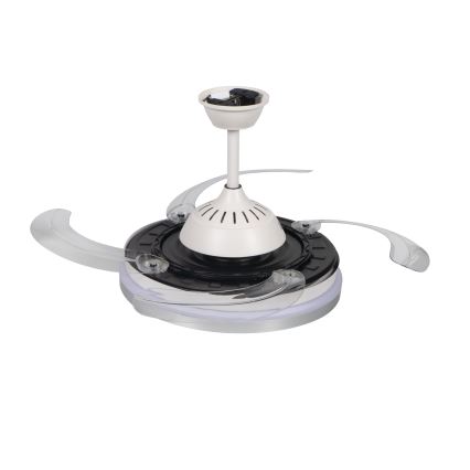 PLAVE Plafonieră LED cu ventilator, dimabilă, 36W, 230V, 3000–6500K, argintiu/alb + telecomandă