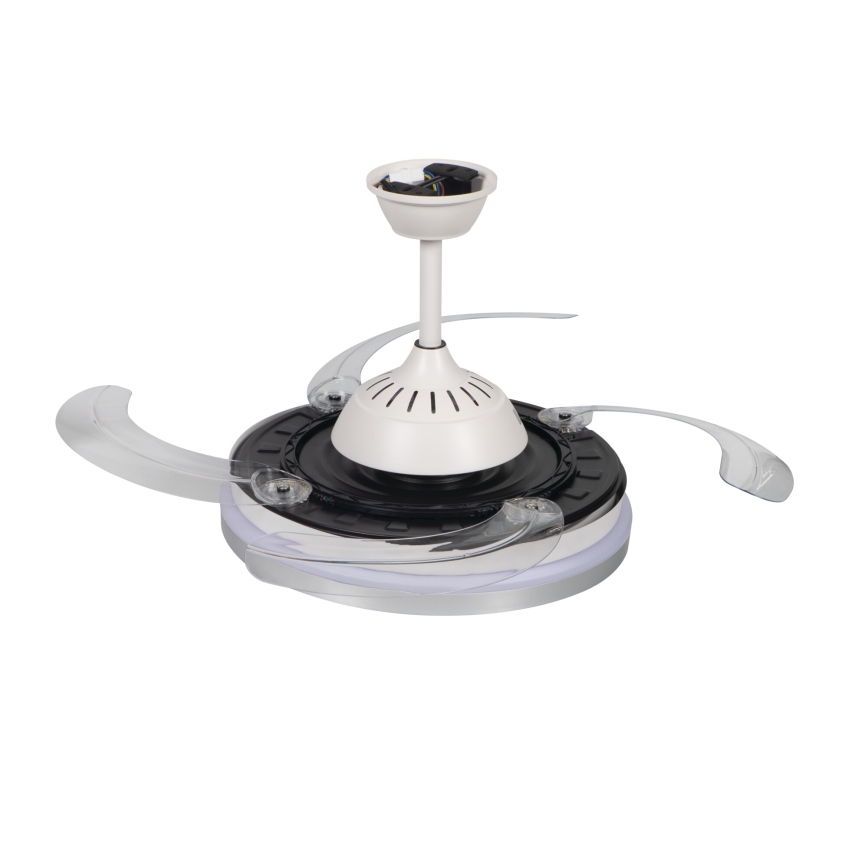 PLAVE Plafonieră LED cu ventilator, dimabilă, 36W, 230V, 3000–6500K, argintiu/alb + telecomandă