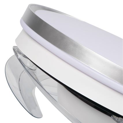 PLAVE Plafonieră LED cu ventilator, dimabilă, 36W, 230V, 3000–6500K, argintiu/alb + telecomandă