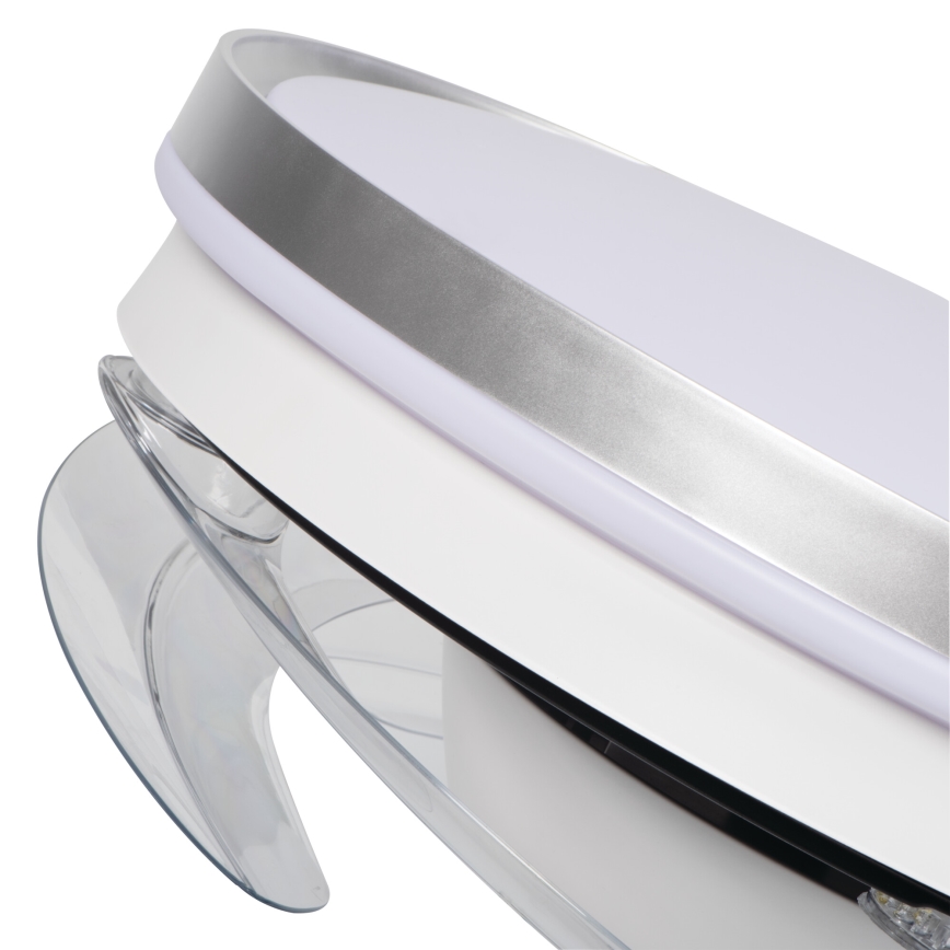 PLAVE Plafonieră LED cu ventilator, dimabilă, 36W, 230V, 3000–6500K, argintiu/alb + telecomandă
