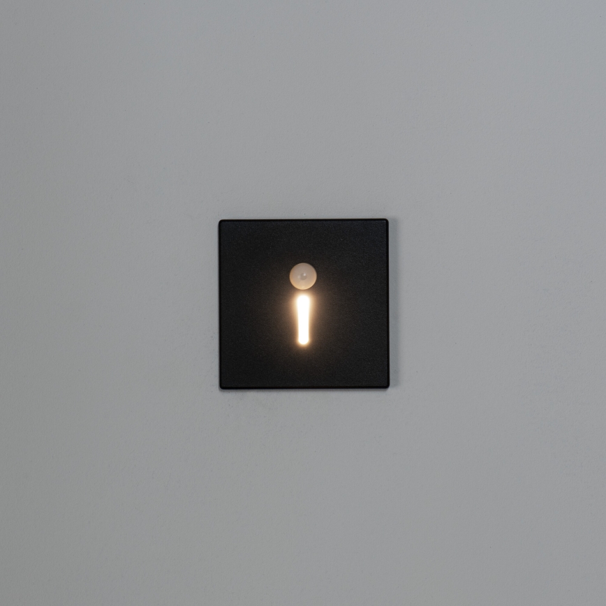 Corp de iluminat LED pentru scări cu senzor de mișcare și de amurg MAGNIK LED/1,7W/230V 2700/3300/3900/4600/5700K negru pătrat