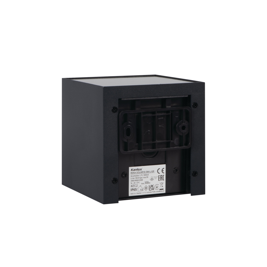 REKA Lampă LED solară de perete cu senzor, 3 W, 3,7 V, 1800 mAh, 3000/4000/6500K, IP65, negru