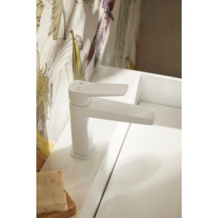 KFA Armatura 4522-815-44 - Baterie pentru lavoar MALAGA 15,9 cm, albă, cu ventil de scurgere click-clack