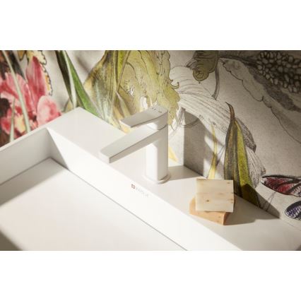 KFA Armatura 4522-815-44 - Baterie pentru lavoar MALAGA 15,9 cm, albă, cu ventil de scurgere click-clack
