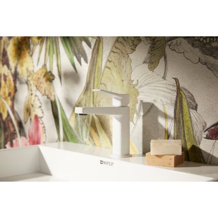 KFA Armatura 4522-815-44 - Baterie pentru lavoar MALAGA 15,9 cm, albă, cu ventil de scurgere click-clack
