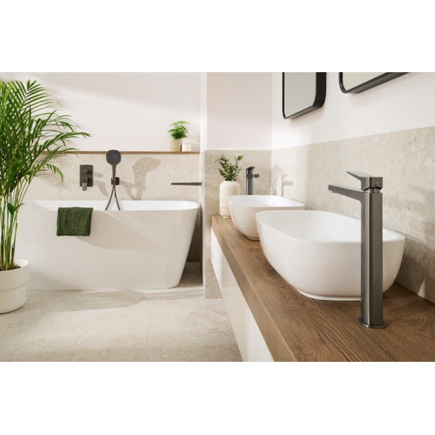 KFA Armatura 4522-815-61 - Baterie pentru lavoar cu ventil pop-up MALAGA 15,9 cm, gri metalizat