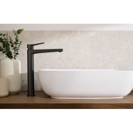 KFA Armatura 4522-815-81 - Baterie pentru lavoar + ventil de scurgere MALAGA 15,9 cm, negru