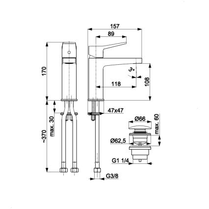 KFA Armatura 4522-825-81 - Baterie pentru lavoar cu ventil pop-up MALAGA, 17 cm, neagră