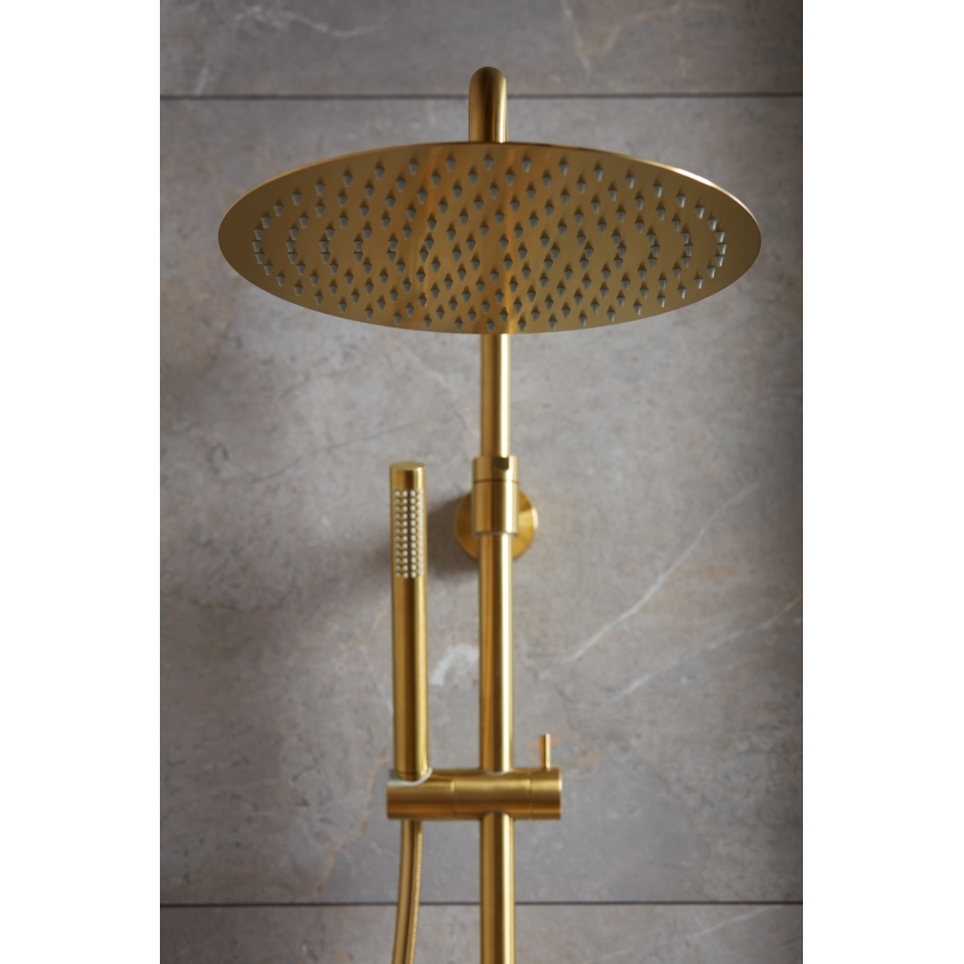 KFA Armatura 5736-920-31 - Set de duș cu baterie termostatică MOZA, finisaj auriu mat