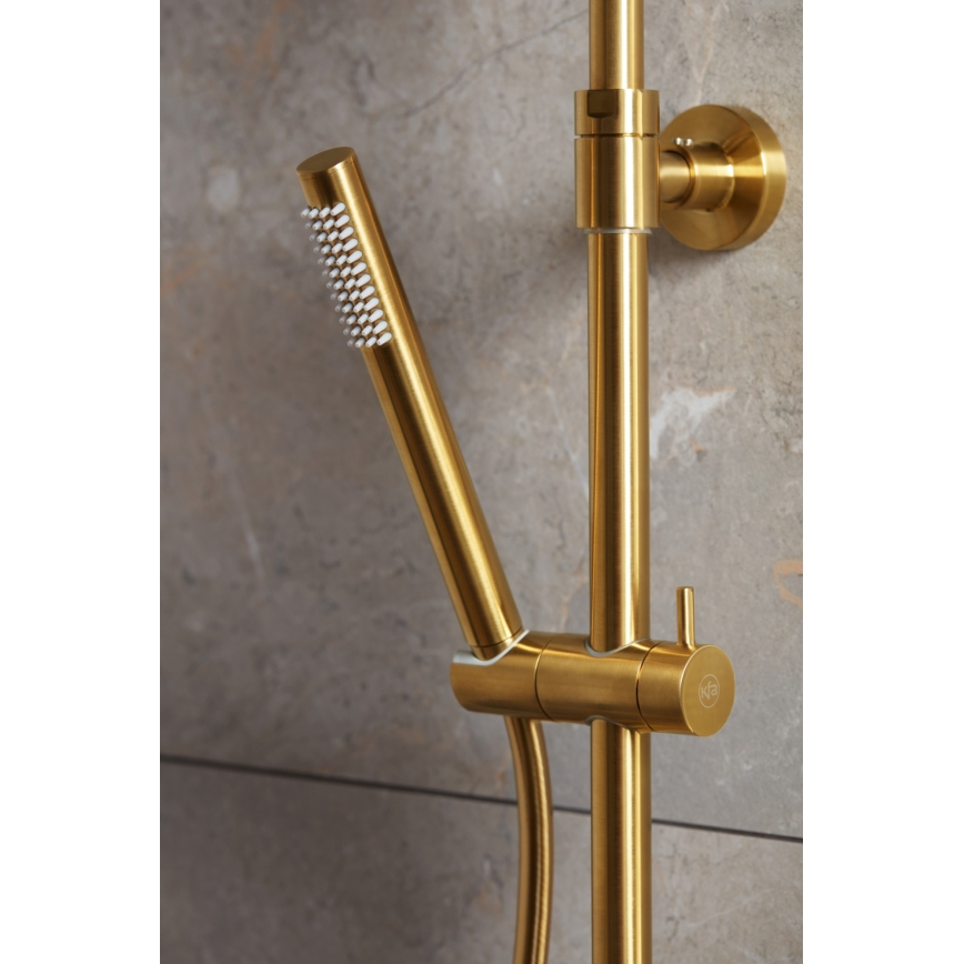 KFA Armatura 5736-920-31 - Set de duș cu baterie termostatică MOZA, finisaj auriu mat