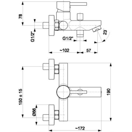 KFA Armatura 5824-010-81 - Baterie de cadă NEDA din alamă/negru mat