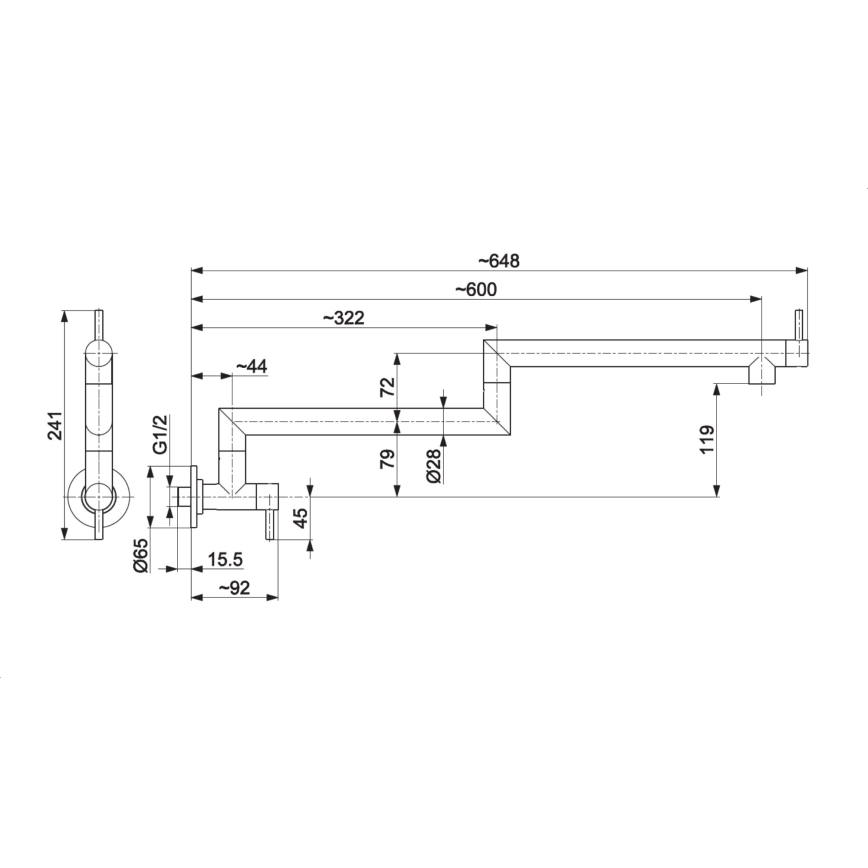 KFA Armatura 6623-030-81 - Baterie de bucătărie cu braț articulat DUERO POT FILLER inox/negru mat