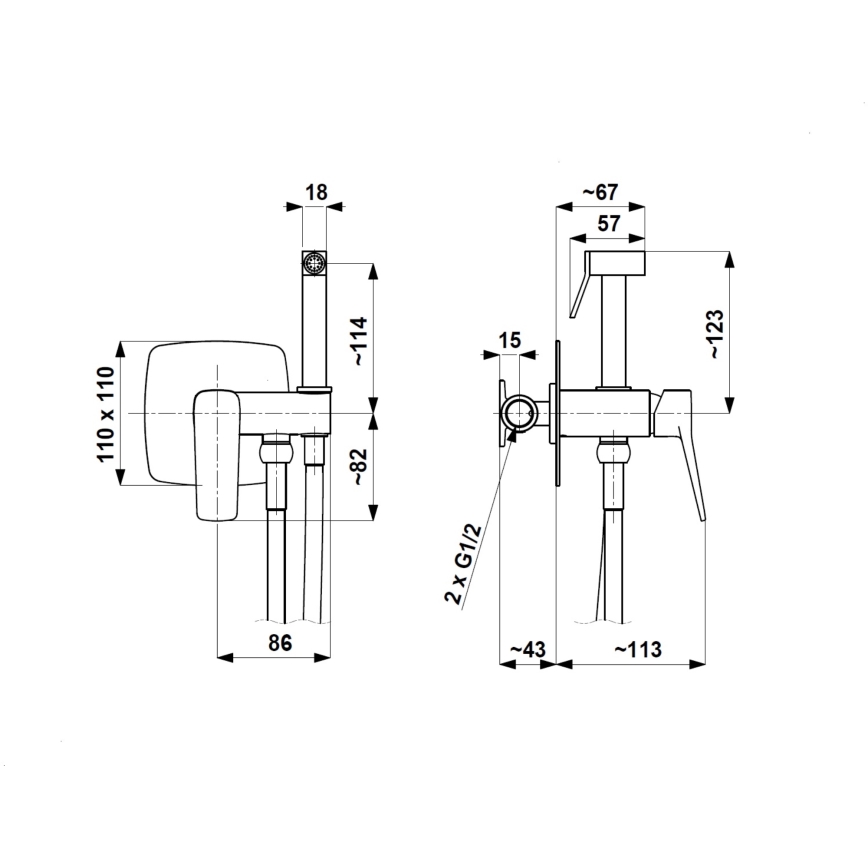 KFA Armatura MALAGA 4529-512-00 - Baterie pentru bideu cu para, montaj încastrat, crom lucios