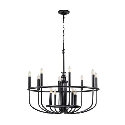 Kichler - Candelabru CAPITOL HILL cu lanț, 12xE14/40W/230V, negru