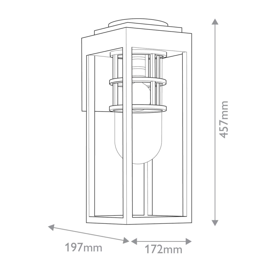 Kichler - Aplică de perete pentru exterior HONE M 1xE27/60W/230V IP44 neagră