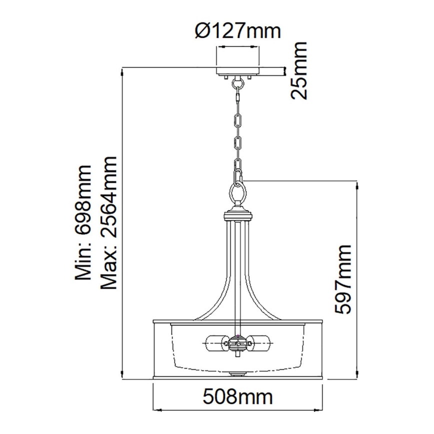 Kichler - Lustru cu lanț LACEY, 4xE27/60W/230V, crom mat