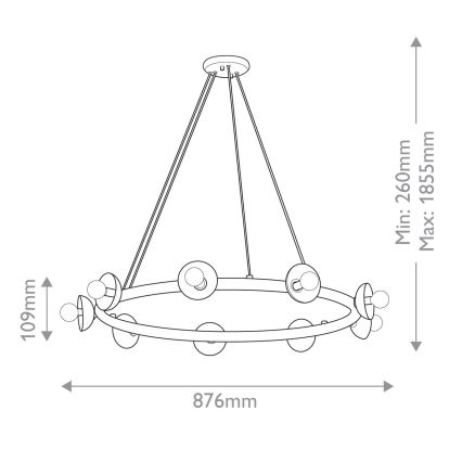 Kichler - Candelabru pe cablu PALTA, 9xE14/40W/230V, auriu