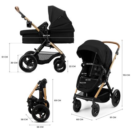 KINDERKRAFT - Cărucior combinat 3 în 1 MOOV 2 XL Air Black