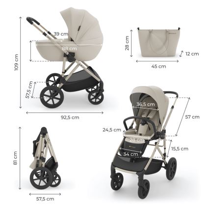 KINDERKRAFT - Cărucior combinat 3 în 1 PRIME 3 Sand Dune