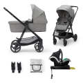KINDERKRAFT - Cărucior combinat 4în1 NEWLY Classic gri + scaun auto MINK PRO cu bază ISOFIX