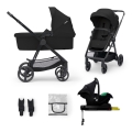 KINDERKRAFT - Cărucior combinat 4în1 NEWLY Classic negru + scaun auto MINK PRO cu bază ISOFIX