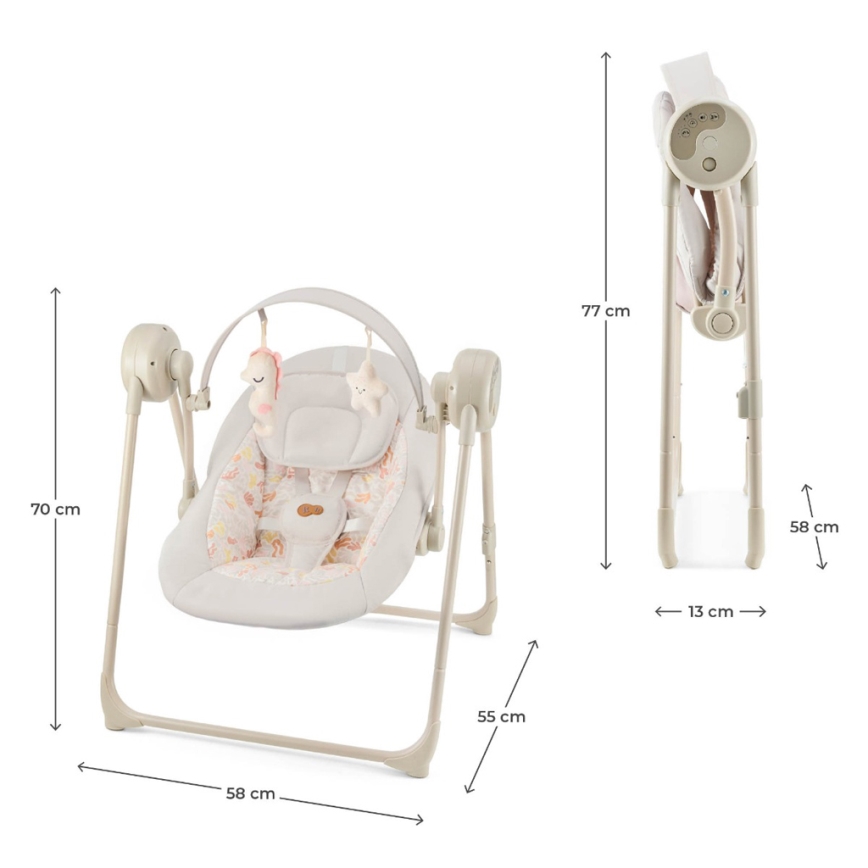 KINDERKRAFT - Leagăn SWINGEE pentru copii, cu melodii, bej, 4xAAA/230V