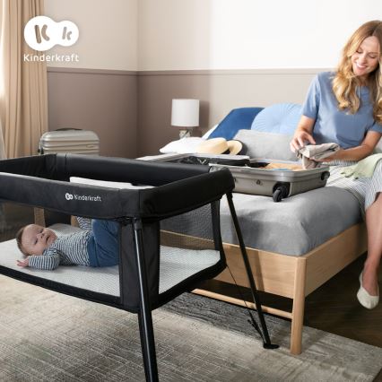 KINDERKRAFT - Pat de călătorie 3 în 1 CAMI negru