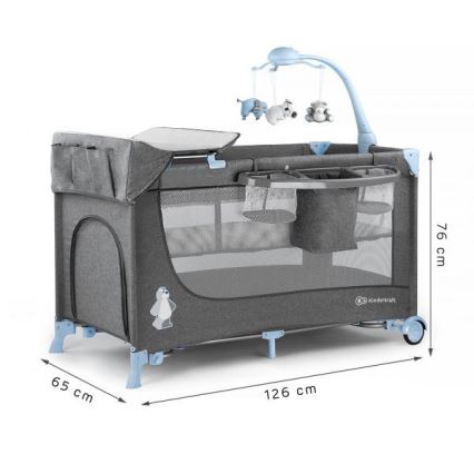 KINDERKRAFT - Patut de călătorie JOY cu accesorii, albastru-gri