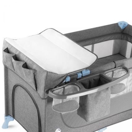 KINDERKRAFT - Patut de călătorie JOY cu accesorii, albastru-gri