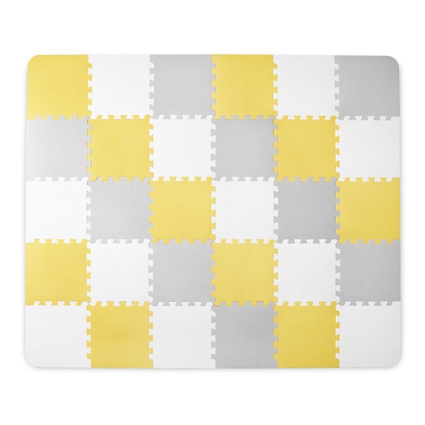 KINDERKRAFT - Puzzle din spumă LUNO 30 piese gri/galben